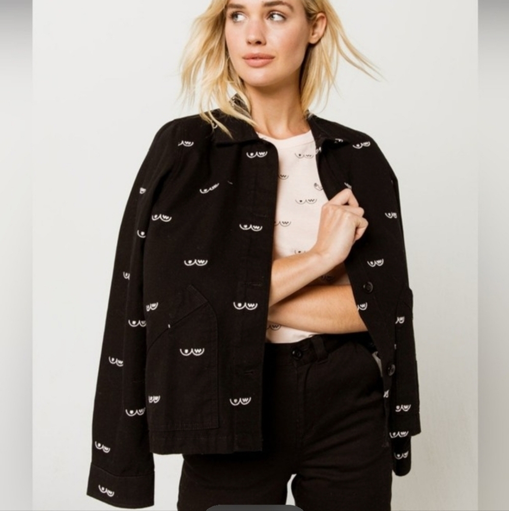Vans limited edition breast cancer awareness black canvas button jacket | size s